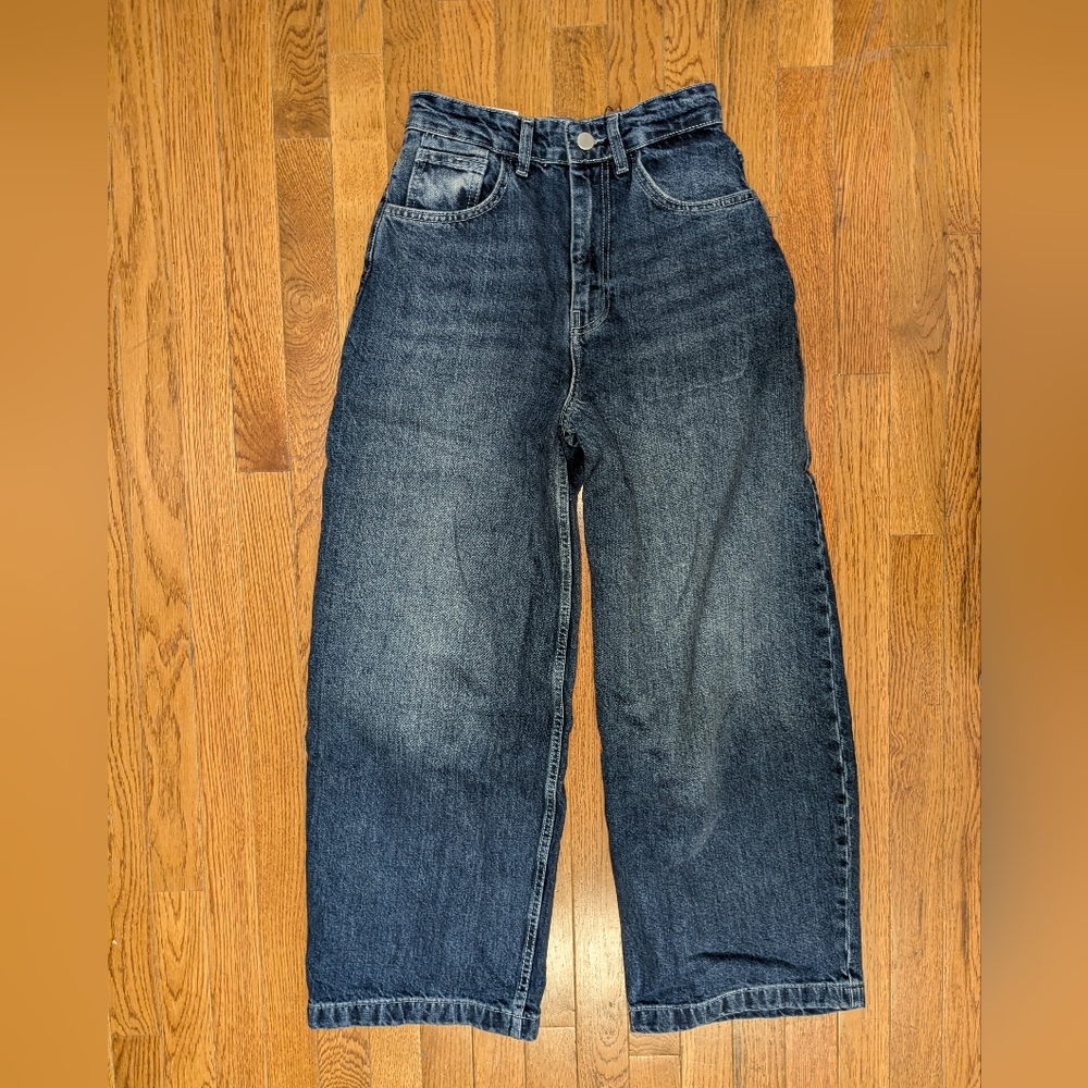 ZARA 0 Mid Rise Loose Fit Jeans - Dark Blue